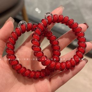 High Quality Seamless Telephone Line Hair Ties Womens Hair Bands Comfortable No Tangle Red Ankela Hair Bands Fashionable