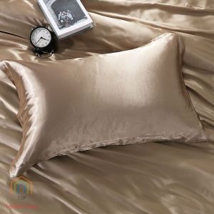 Topstar Luxury 2pcs Satin Pillow Case Silk Pillowcase Cover Hypoallergenic Smooth Plain 18X28 inch with Envelope Closure