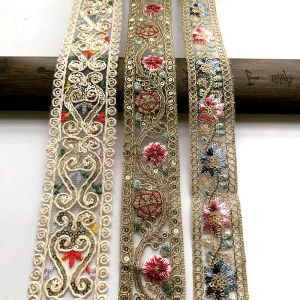 2m/6.56ft each Pack big wide lace embroidery trim flower sewing curtain accessory handmade DIY craft ribbons dress decorations