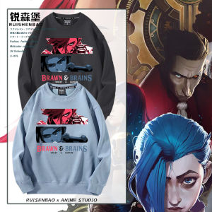 LoL Anime round Neck Fleece Lined Oversize Mens Sweatshirt Spring Autumn Winter Fashionable Casual Comfortable Cotton Blend