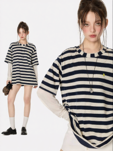 Turn Signal | Striped Illusion Two-Piece Casual Long Sleeve Tee