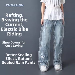 Disposable Waterproof Foot Covering Rain Pants Long Thick Outdoor Portable