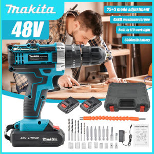 MAKITA Hand Electric Drill Heavy Duty 168V Cordless Power Impact Tools Kit with 2 Batteries with LED Light Wireless Drill