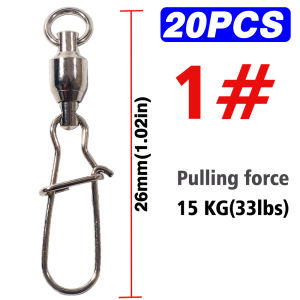 LAKBAT 20Pcs Ball Bearing Swivels Duo‑Lock Snap Cross Buckle Connector For Bass Carp Lure Leader Freshwater Saltwater Tackle