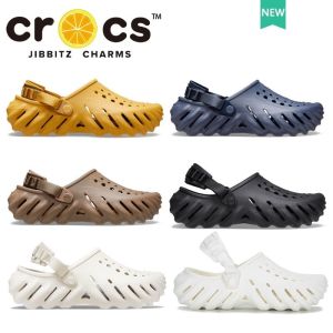 Crocs Mens Echo Clog Hole Beach Tug Slippers Outdoor Sandals Anti slip Lightweight Comfortable Suitable for Travel #207937