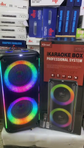 Brudo BTS-1908/KTS-1909 bluetooth speaker with LED light Karaoke Speaker With Free Dual Digital Rechargeable Wireless Microphone