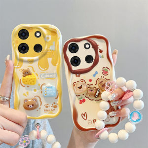 Casing Infinix Note 30 Hot 30i 30 Play X6833B 5G 4G Phone Case New Design 3D Doll Cute Cartoon COCO Bread Cheese Milk Bear Cream Silicon Soft Cover with Bracelets 2023