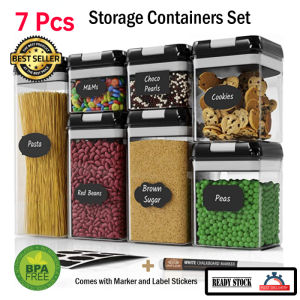 Airtight Food Storage Container Set - BPA Free Clear Plastic Kitchen and Pantry Storage Containers | Free Marker and Labelling Stickers