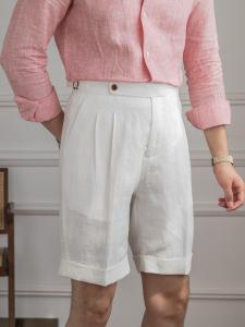 100 Linen Summer Breathable Lightweight Short Pants