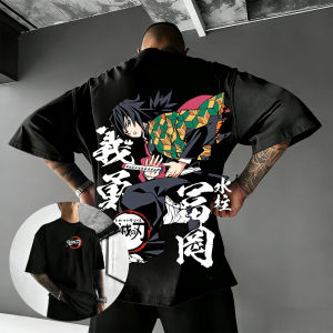 Bandai | Demon Slayer Giyu Tomioka Anime T Shirt Men Women Cotton Short Sleeve Tee New Summer Streetwear Graphic Print Casual Top Cosplay