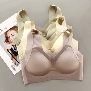 983 Satin Mulberry Silk Seamless Intimates Womens Summer Thin Natural-looking Integrated Fixed Cup Vest Bra