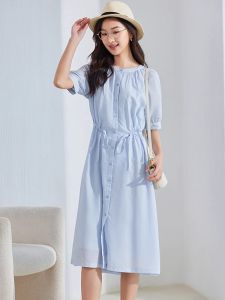 WANGGONGZHU | Slimming Effect Womens Summer Dress 2025 New Style High Waist Loose Fit Casual Lenzing Fibre Long Dress For Commuting