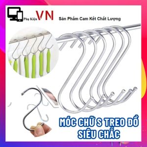 SET 10 Móc Treo Chữ S Băng INOX Không Gỉ Loại Cao Cấp Có Đầu Tròn Treo Đồ Siêu Chắc - Móc INOX Hình Chữ S Treo Hàng Hóa Gọn Gàng Ngăn Nắp - Móc Treo Quần Áo  Móc Treo Đồ Đa Năng