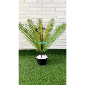 Pohon Hias Tanaman Artificial Daun Pakis Hutan X12 Latex Pot Dasar Hitam Dekorasi Ruang Tamu Pajangan Apartemen