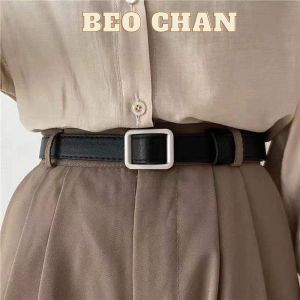 Thắt Lưng Vuông Chữ Nhật Bản 2.3cm - Dây Nịt Nam Nữ Da Đẹp Chữ Nhật Không Đục Lỗ Eo Nhỏ Vừa