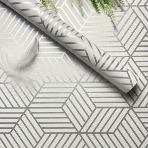 Geometric Hexagon Silver Peel and Stick Wallpaper Removable Self Adhesive Wallpaper Vinyl Film Shelf Paper and Drawer Line