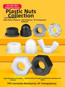 Hexagonal Plastic Nuts Cap Type Butterfly Clear White Black PC/PVC