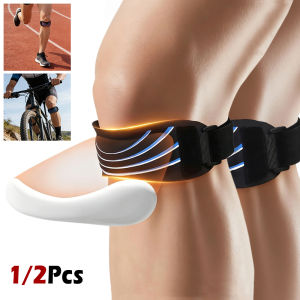 1/2PCS Patella Knee Support Brace with Silicone Pad & Adjustable Strap for Men Women Sports Running Hiking BasketballJumpers