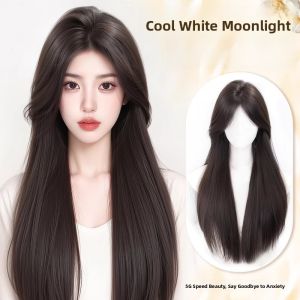 MONLEYTA | Long Straight Hair Wig Women Thin Summer Natural Full Head Air Bangs Lolita Round Face Sweet Internet Famous JK Brand MONLEYTA