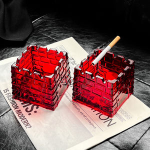 Elegant Red Castle Ashtray Minimalist Design Home Use Simple Luxury Creative Anti-Dust Vintage Style High-End Feel Glass Ashtray