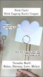 ECER 3PCS Korean Stick Card Heart - Gagang kartu ucapan metal SC001