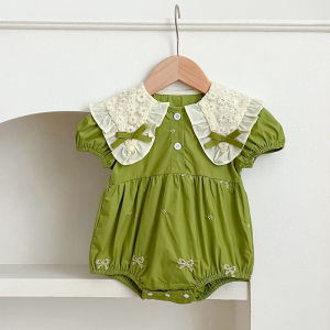 Summer Short Sleeve Dress Butterfly Collar Embroidery