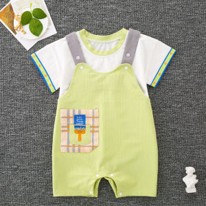 Baby Suit Short Sleeve Strap Breathable Romper Newborn Toddler Rompers Baby Clothes Summer Split Two-Piece Suit