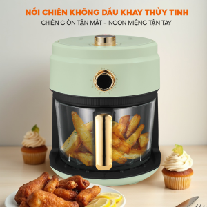 Nồi chiên không dầu La gourmet dung tích 4L KHAY THỦY TINH thức ăn mọng nước 30% an toàn sức khỏe THƯƠNG HIỆU MỸ và SINGAPORE bảo hành 1 năm dễ dàng vệ sinh không bám mùi cao cấp gian hàng chính hãng tặng kèm vỉ inox 304 và đệm lót silicone
