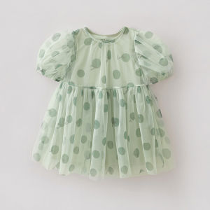 Marc&Janie | 2pcs Tea Green Polka Dot Girls Dress Summer New