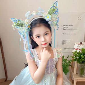 Handmade Childrens Floral Hairband Girls Headwear Flower Hair Accessories Traditional Hanfu Hair Decorations Travel Outfit