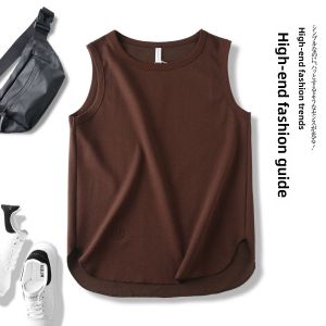 Designer Line Quick Dry Breathable Fabric Cool Feeling Mens Summer Sport Vest Solid Color Loose Sleeveless Top