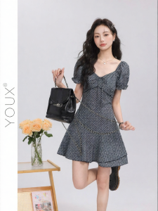YOUXIANG | Đầm Ngắn Ôm Body Mùa Hè Kiểu Dáng Ngọt Ngào Tay Bồng