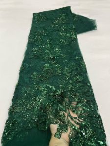 OLEVO | High Quality French Mesh Embroidery Sequins African Lace Luxury Nigerian Beads Tulle Lace Fabric for Wedding Dress Party AT2834