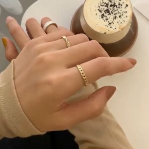COMBO Bộ 3 Nhẫn Hở Vân Đá Có Thể Điều Chỉnh Kích Cỡ Màu Vàng Kim Thiết Kế Mix 3 Mẫu Độc Đáo Cá Tính Thời Trang Cao Cấp Sang Chảnh Cho Nữ NA-19