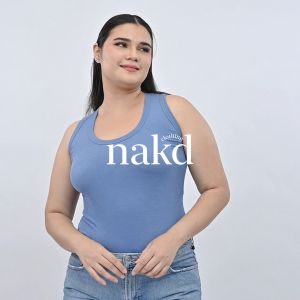 NAKD FASHION QUINBY BASIC KNITTED ROUND NECK RACER SUMMER TANK SHAPE BODY HUGGING PLUS SIZE TOP 5102