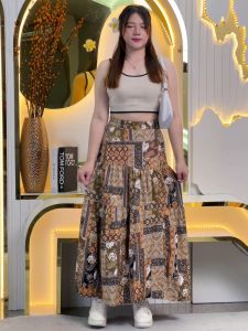 กระโปรงทรงเอเอวสูงทรงเข้ารูปพิมพ์ลายดอกไม้บางสำหรับผู้หญิง กระโปรงทรงเอยาวปานกลาง ทรงเข้ารูป ฤดูร้อน  กระโปรงทรงเอเอวสูง K9195 K9196
