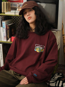 Battles Heavyweight Pure Cotton Long Sleeve T-Shirt Loose Casual round Neck Multi-Color American Style Youth Trend Spring Autumn