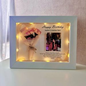 Frame Photo Box Kolase Foto Custom Dengan Lampu LED kado pacar