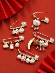 เข็มกลัดเงินแท้ S925 สำหรับคุณแม่ตั้งครรภ์ เข็มกลัดสุขภาพอนามัย เข็มกลัดลิงปีกทองแดง กล่องของขวัญ ลูกเสือ ลายมังกร ลายมังกร