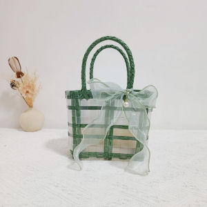 2023 New Arrival Plastic Gel Bag Woven Satchel Womens Bag Wedding Shop Wedding Bridesmaid with Hand Gift Bag Basket