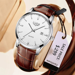 LIGE Simple Man Watch Luxury Leather Waterproof Outdoor Sport Quartz Watch Fashion Luminous Calendar Business Mens Watches+Box