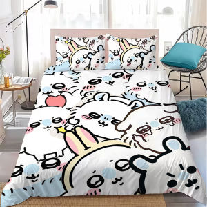 Chiikawa | C-Chiikawa Kawaii Duvet Cover Set Home Style Bedding Soft Laundry Cotton Bed 3 Piece Set Student Dormitory Gift