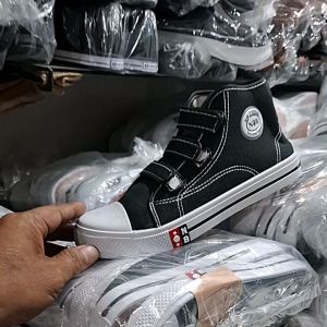 NOB/ SEPATU BOOT SAMA PENDEK/ HITAM PUTIH/ SOL KUNING