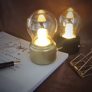 Retro Rechargeable Bulb Lamp Night Light Retro LED Bedroom Table Lamp Portable Camping Gift Lampu Meja