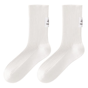 B&C.Room | Womens Cotton Antibacterial Anti-Odor Thin Mid-Calf No-Show Long Socks Spring Autumn Black White Breathable Comfortable Socks