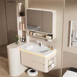 LANKASI | Cream Style Honeycomb Aluminum Bathroom Vanity With Ceramic Basin