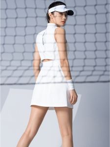 Womens Sleeveless Quick-Dry Tennis Dress White