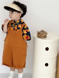 Boys Summer Outfit Set Stylish Cool Short Sleeve Shirt And Overalls Two Piece Set for Babies Trendy Casual Wear for Kids