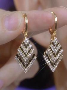 GUOQI | Glen Plaid Diamond Earrings Black and White Zircon Super Flash Fringe Long Female