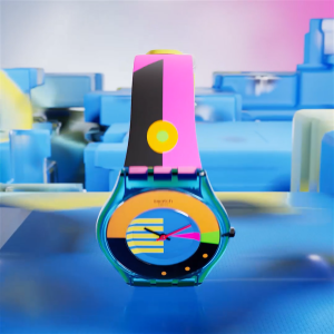 SWATCH NEON FLUMOTIONS SS08S101 Yellow Silicone Strap Watch
